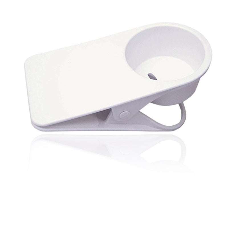Twinsisi Drinking Cup Holder - Home Office Table Desk Side Huge Clip for Water, Drink, Beverage, Soda, Coffee Mug, Potted Plant, Headphones, Date, USB Cable, Pen Storage Saucer (White) - Image 2